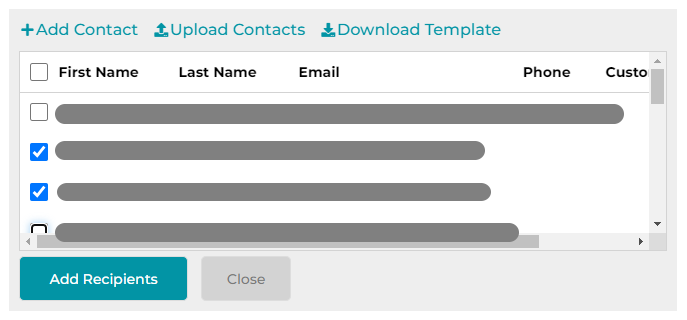 Add Email/SMS Recipients