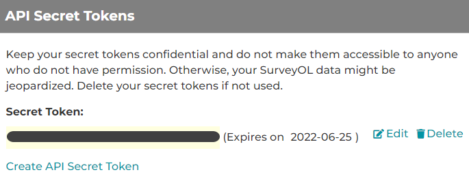 API Secret Tokens
