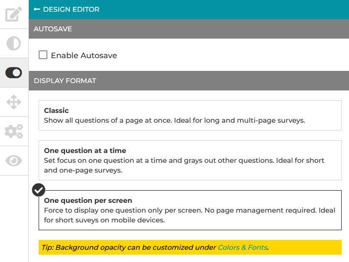 Display Format Configuration