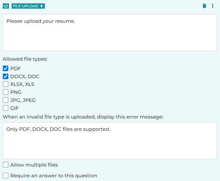 File Upload Question Type