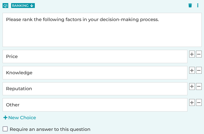 Ranking Question Type